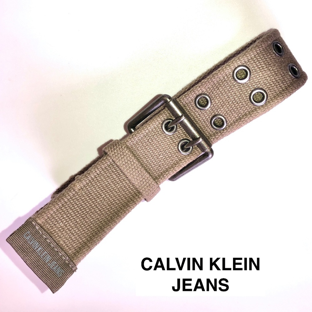 🎉HP🎉 CALVIN KLEIN JEANS Military Tactical Belt w/ Pewter Buckle Khaki NEW!